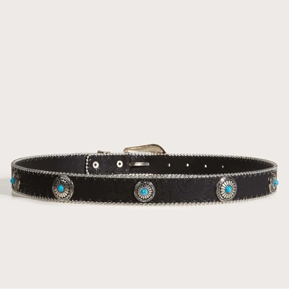 Dainty western belt with turquoise accents - Picture 2 of 8